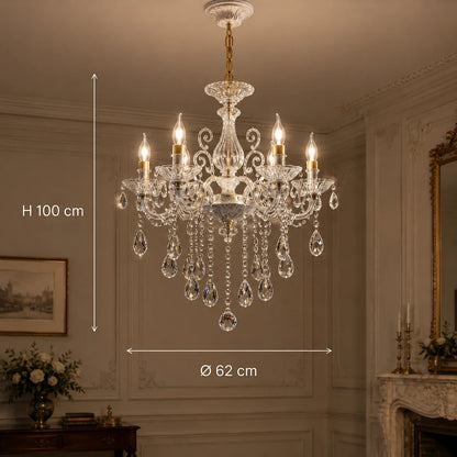 SANSSOUCI csillár 6xE14 kristály és fém – klasszikus design, ezüst fehér - 01_CC220-6WH.png