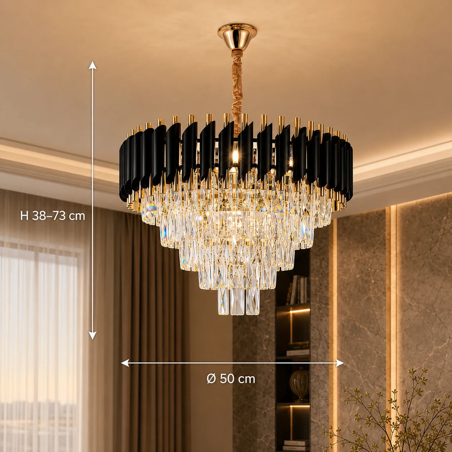 Kristály csillár VERSAILLES Eleganza 8x E14, átmérő 50 cm, arany, állítható magasságú - 01_CC900-500GD.png