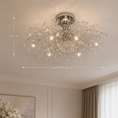 RONDO Vivace kristálycsillár, 6x G9, átmérő 50 cm, fényes ezüst