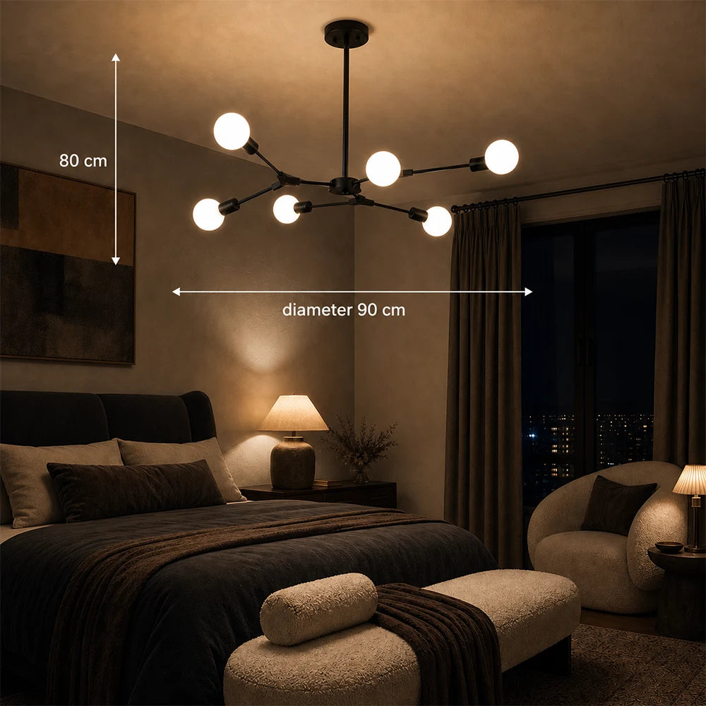 Architek Hexa csillár, 6xE27, 90x80, fekete, fém - 01_LC368-6BK.png