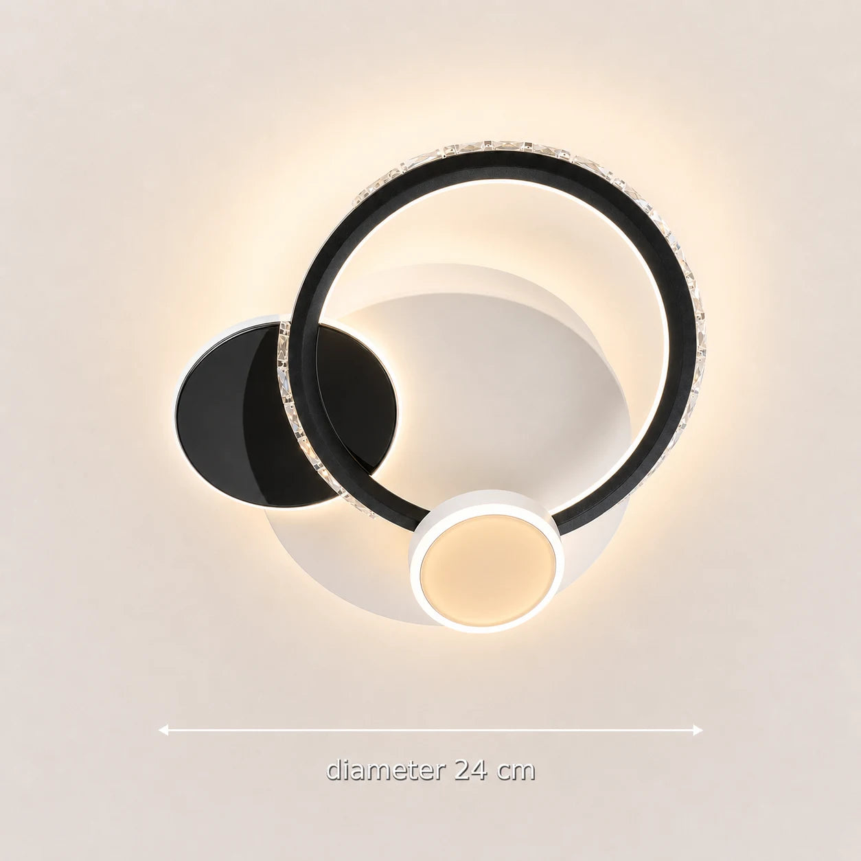 Kristály LED-csillár PRISMIQ 45W, 3 kör, hideg/meleg/semleges fény, fekete - 01_LL654-300BK.png