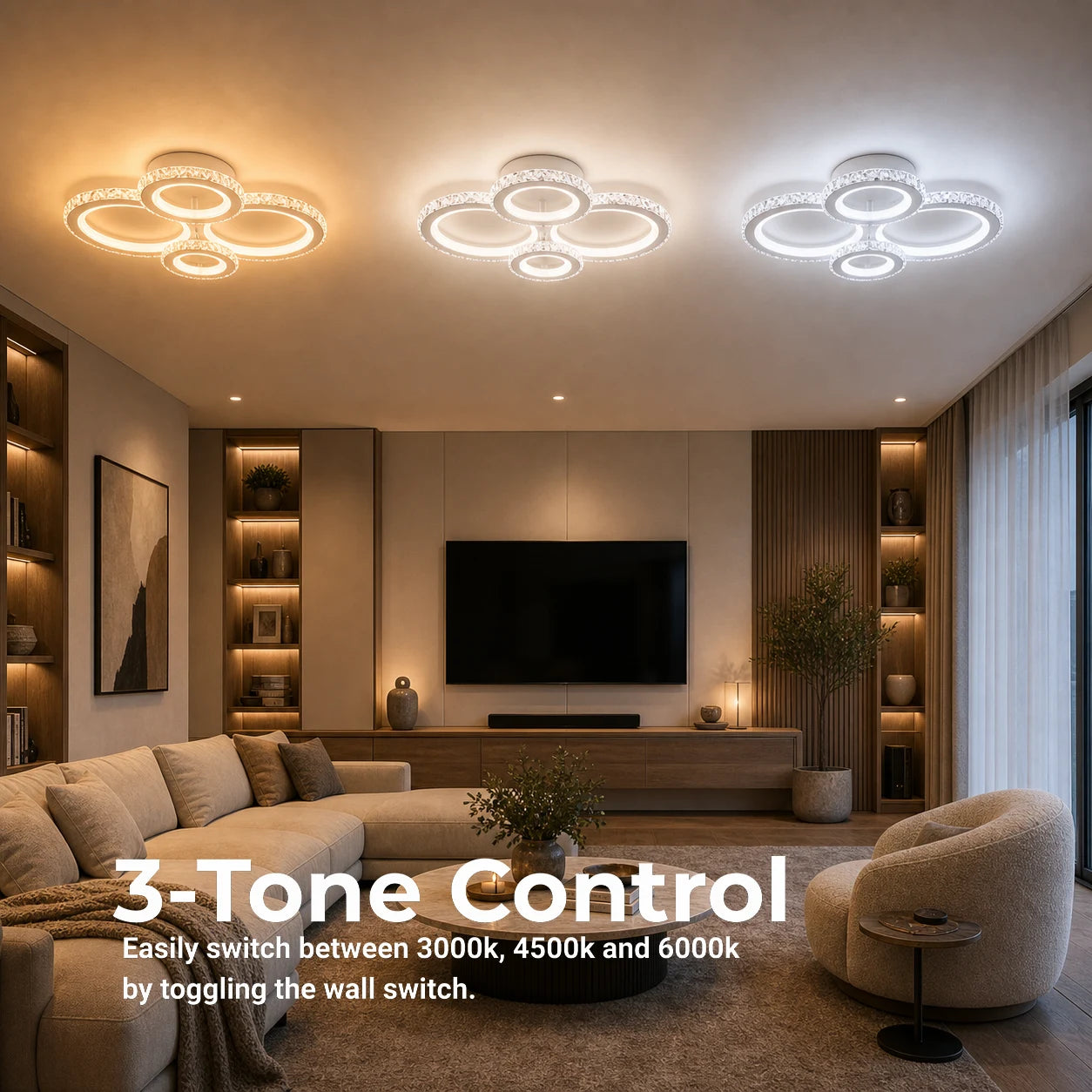 LED csillár távirányítóval és kristály NOVA ROTONDA RGB 82W, 4 kör, hideg/meleg/semleges fény, szabályozható, fehér - 02_LT073-4WH.png