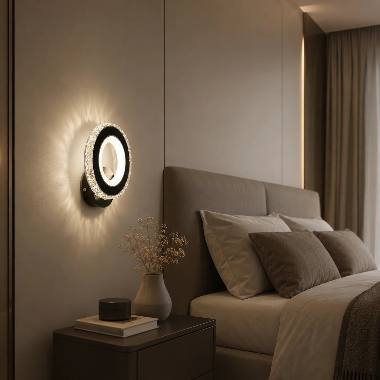 NOVA Rotonda LED fali lámpa, 16W, fekete és rozsdamentes acél, meleg/hideg/semleges fény - 04_AL073-1BK.png