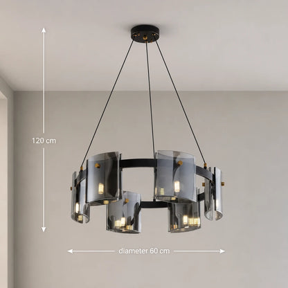 Modern csillár, Valmontreux Largo, 6xG9, átmérő 60 cm, fekete, állítható magasságú - 05_CM360-600BK.png
