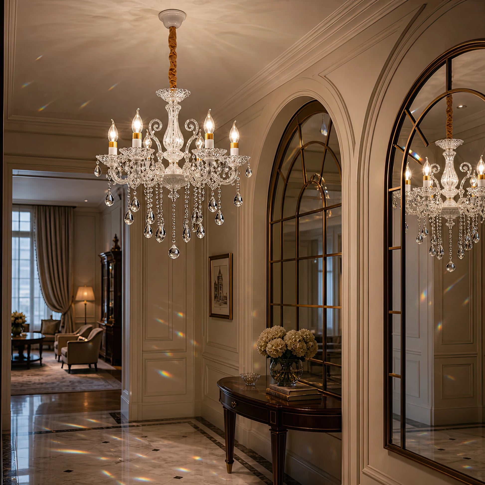 SANSSOUCI csillár 6xE14 kristály és fém – klasszikus design, ezüst fehér - 08_CC220-6WH.png