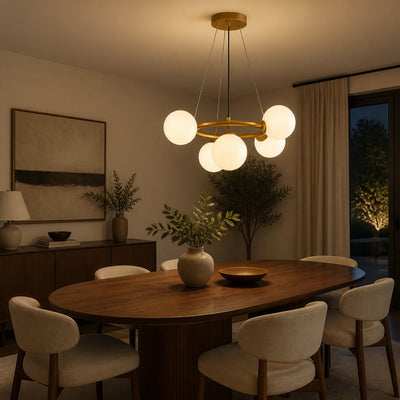 LOFT kamrás csillár, 5x G9, fehérarany, fém, állítható magasságú, modern