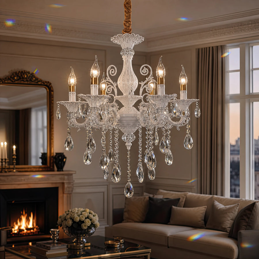 SANSSOUCI csillár 6xE14 kristály és fém – klasszikus design, ezüst fehér - 09_CC220-6WH.png