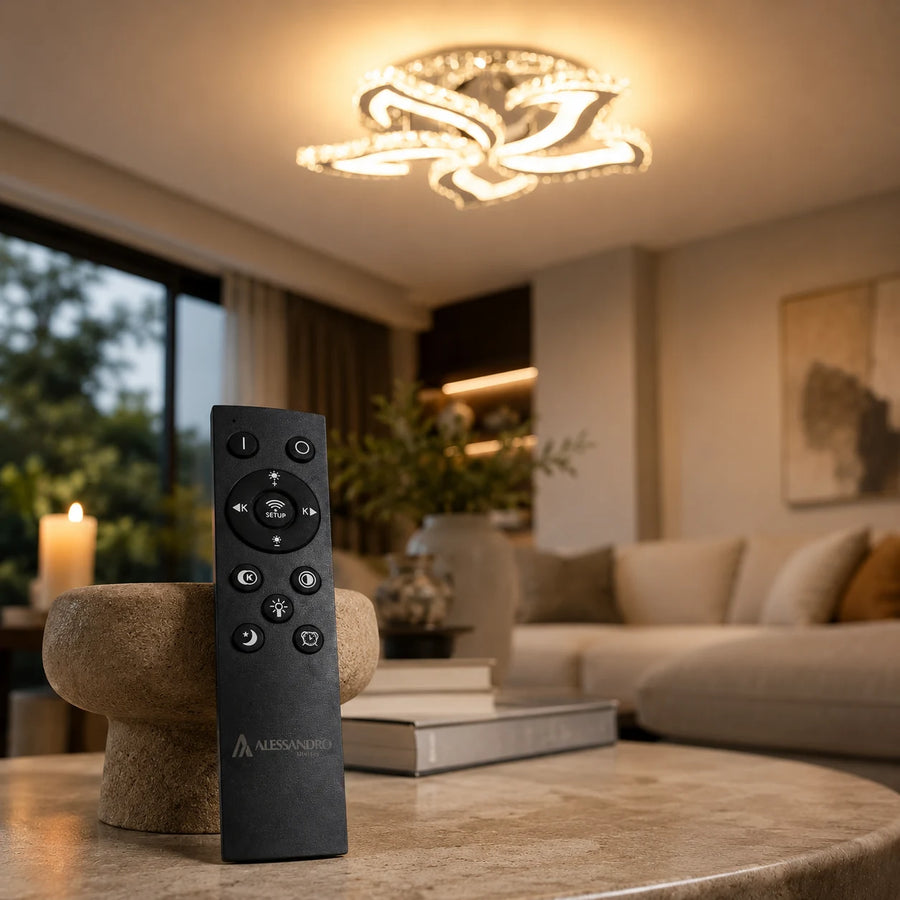 LED csillár távirányítóval és kristály Alejandro RGB 88W, 5 virág, hideg/meleg/semleges fény, szabályozható, fényes króm - 12_LT071-5.png