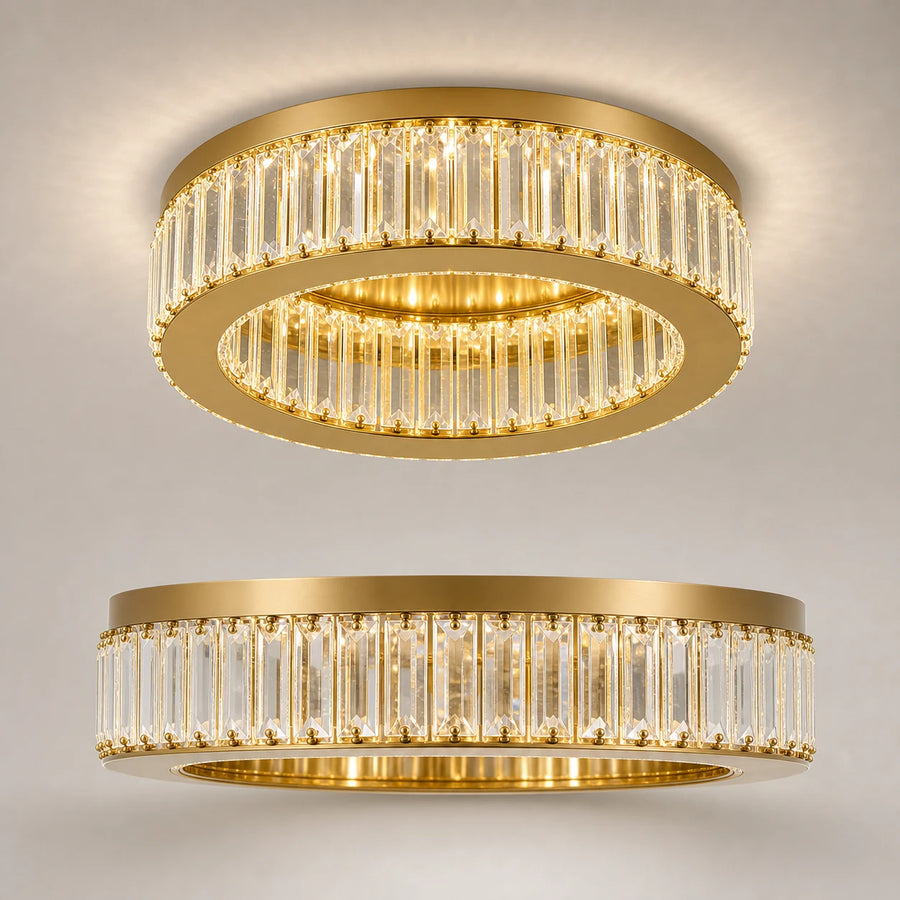 Lustra LED cu telecomanda si cristal VERTUS 31W, 50cm, Cerc, lumina Rece/Calda/Neutra, Dimabila, Auriu - 26_LLC150-500GD.png