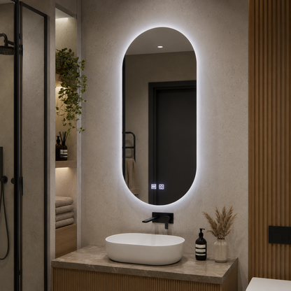 Ovális LED -tükör, 50x100cm, Velara Touch, Szabadságrendszer, Dimable