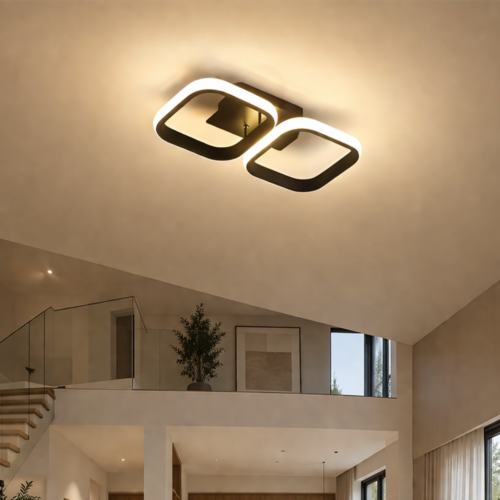 LED csillár VERTEX 21W, 2 négyzet, lineáris, hideg/meleg/semleges fény, fekete LED csillárok alapértelmezett cím Alessandro Design