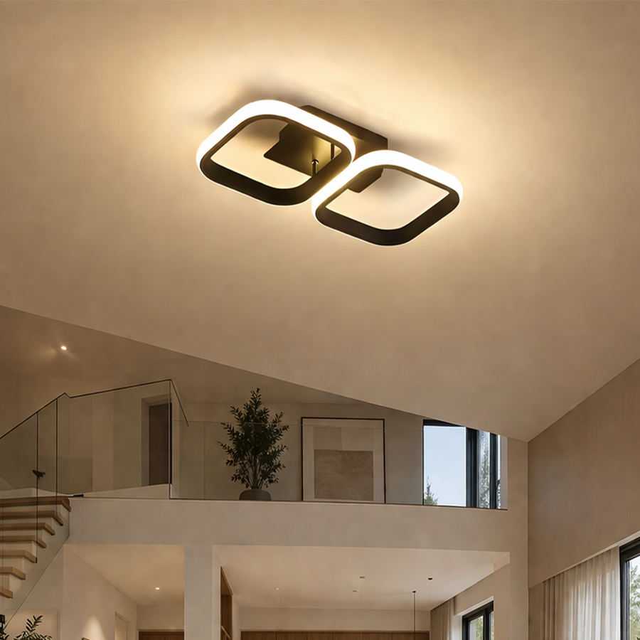 LED csillár VERTEX 21W, 2 négyzet, lineáris, hideg/meleg/semleges fény, fekete LED csillárok alapértelmezett cím Alessandro Design