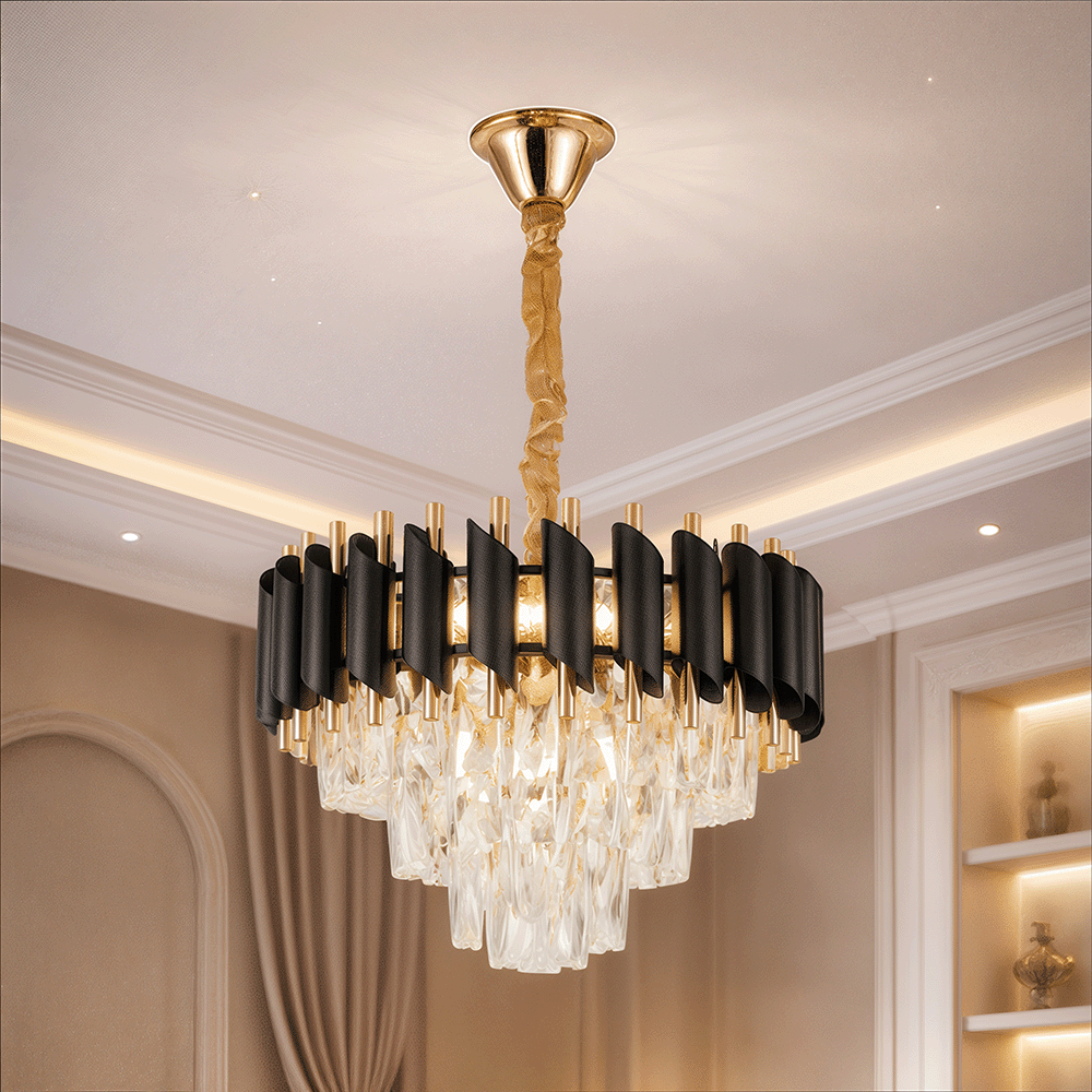 Kristály csillár VERSAILLES Nobile 5xE14, átmérő 40 cm, fényes arany és fekete kristálycsillárok alapértelmezett cím Alessandro Design