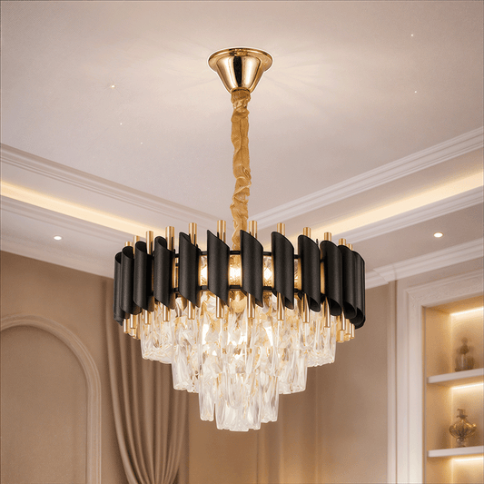 Kristály csillár VERSAILLES Nobile 5xE14, átmérő 40 cm, fényes arany és fekete kristálycsillárok alapértelmezett cím Alessandro Design
