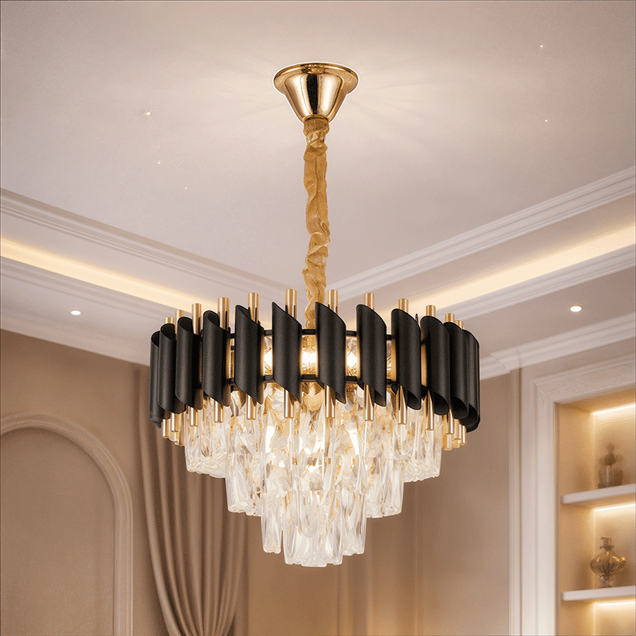 Kristály csillár VERSAILLES Nobile 5xE14, átmérő 40 cm, fényes arany és fekete kristálycsillárok alapértelmezett cím Alessandro Design