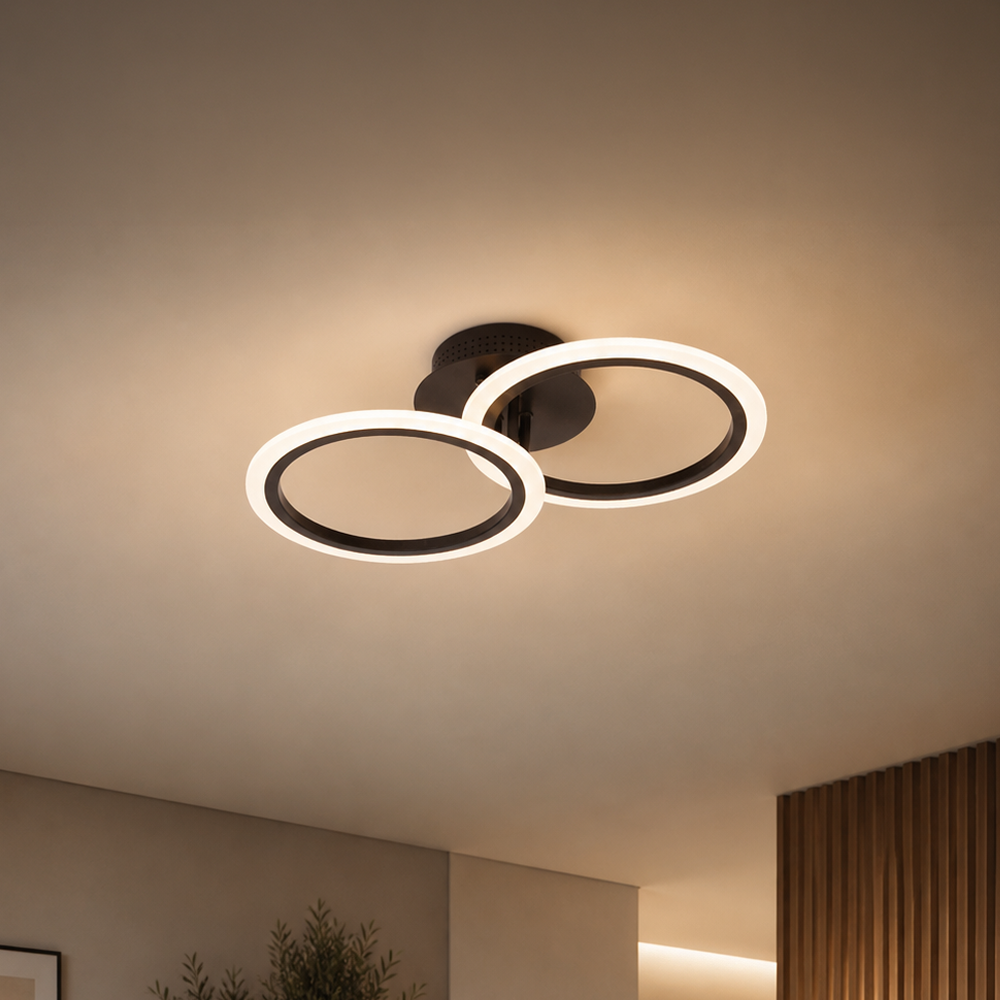 LED csillár távirányítóval BETTY 27W, 2 kör, hideg/meleg/semleges fény, szabályozható, fekete LED csillárok távirányítóval Alapértelmezett cím Alessandro Design