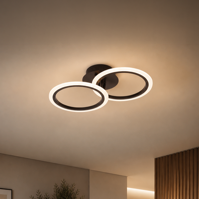 LED csillár távirányítóval BETTY 27W, 2 kör, hideg/meleg/semleges fény, szabályozható, fekete