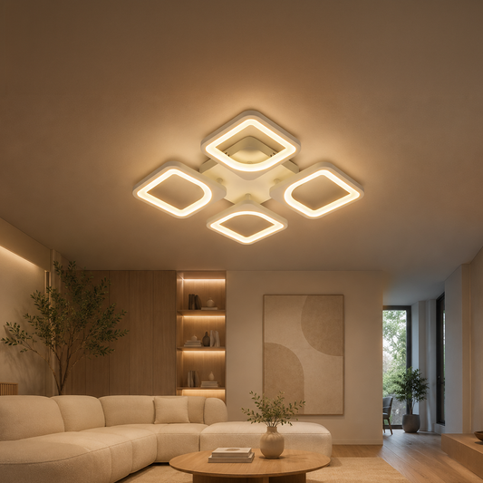 LED csillár távirányítóval ZOE 53W, 4 négyzet, hideg/meleg/semleges fény, szabályozható, fehér LED-es csillár távirányítóval Alapértelmezett cím Alessandro Design