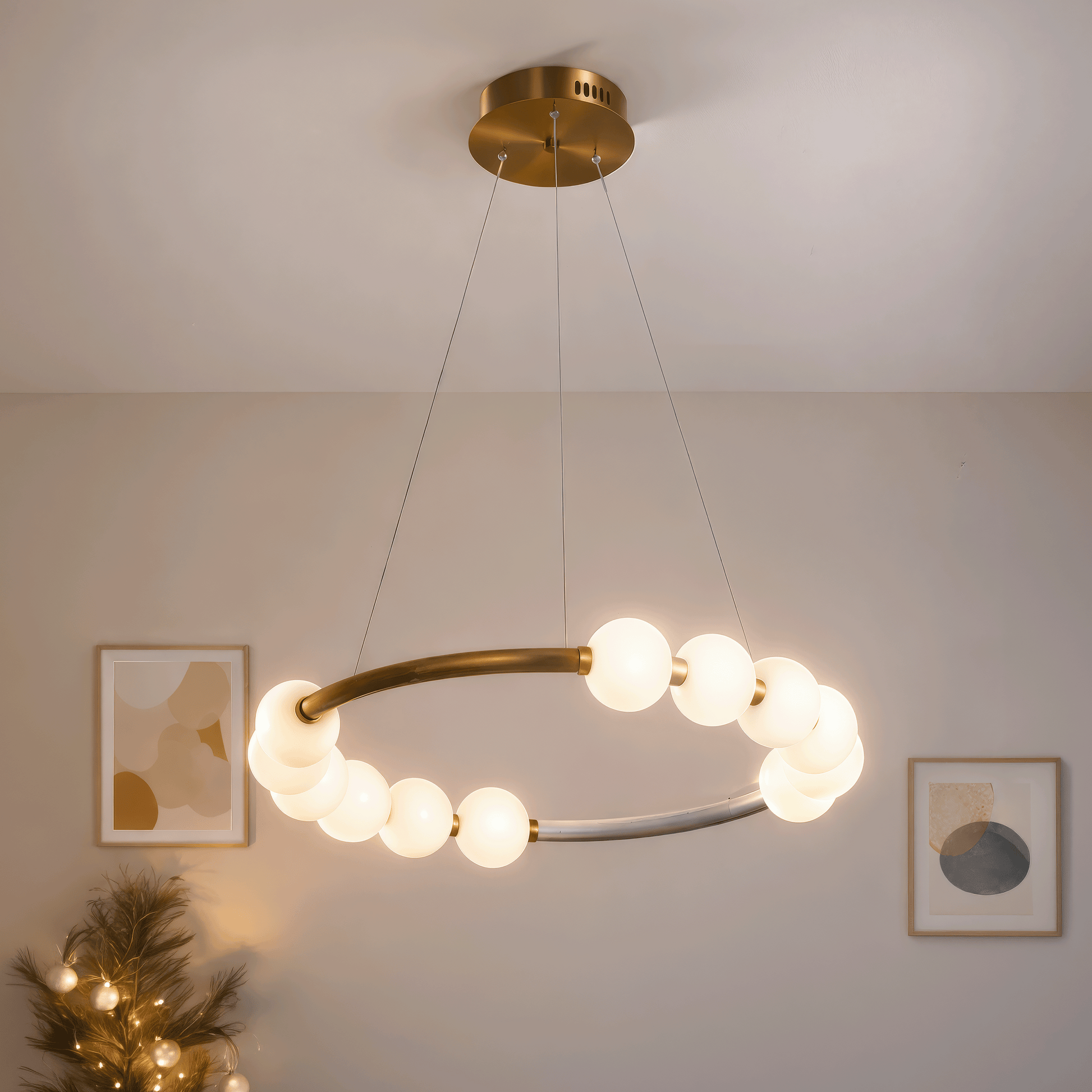 LED függőlámpa akril Nova 57W távirányítóval, szabályozható, 3000K/4000K/6000K, arany, fém és akril LED-csillárok távirányítóval Alapértelmezett cím Alessandro Design