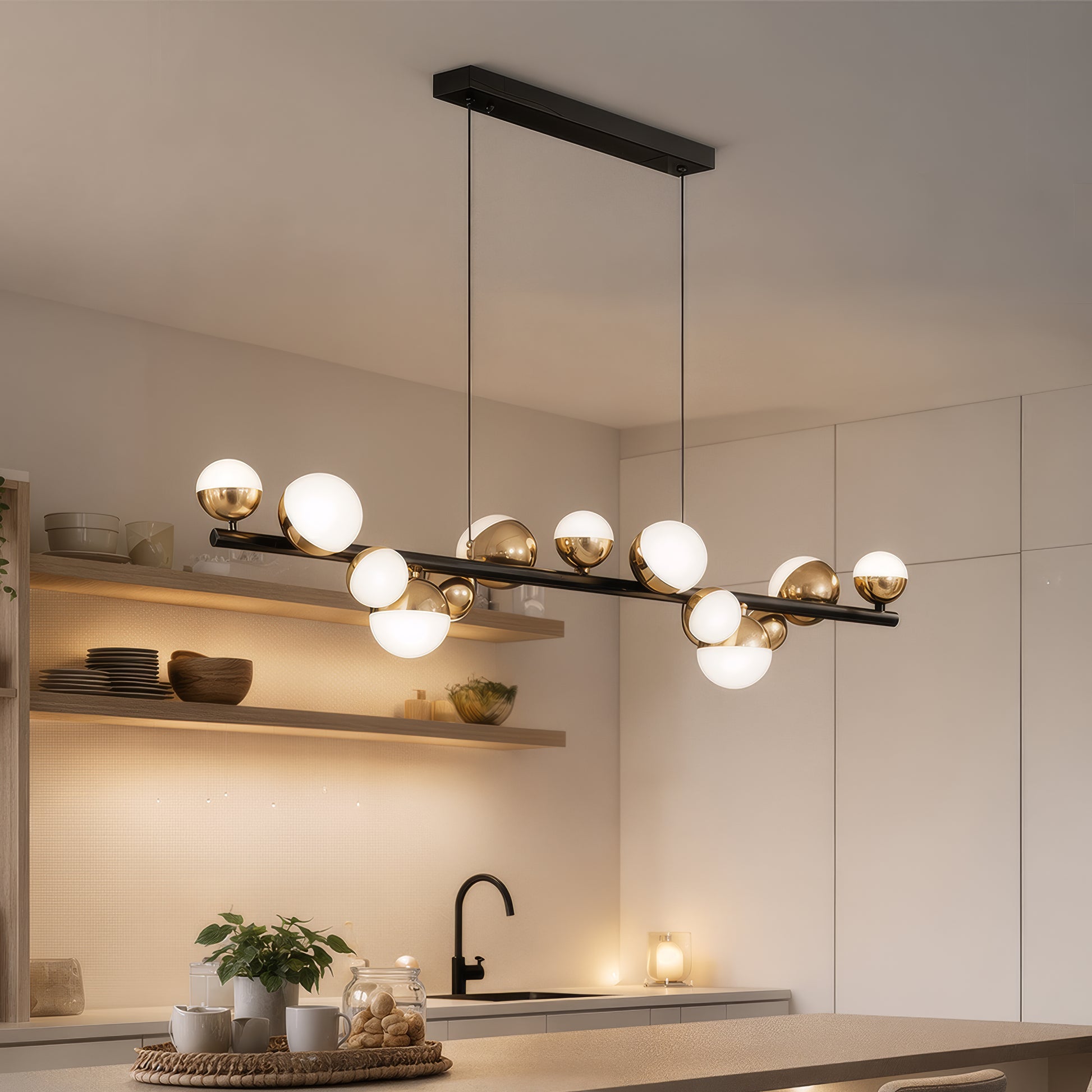 Aurion 29 W akril LED függő csillár távirányítóval, szabályozható, fekete arany, fém és akril LED csillárok távirányítóval Alapértelmezett cím Alessandro Design