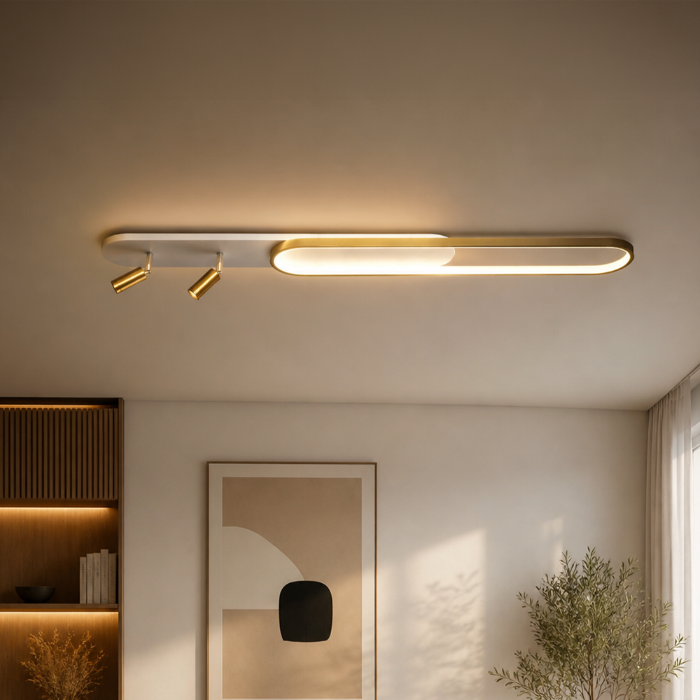 Lustra LED cu Proiector Reglabil FISSO Camilla, 66W, lumina Rece/Calda/Neutra, Auriu Lucios Lustre LED Default Title Alessandro Design