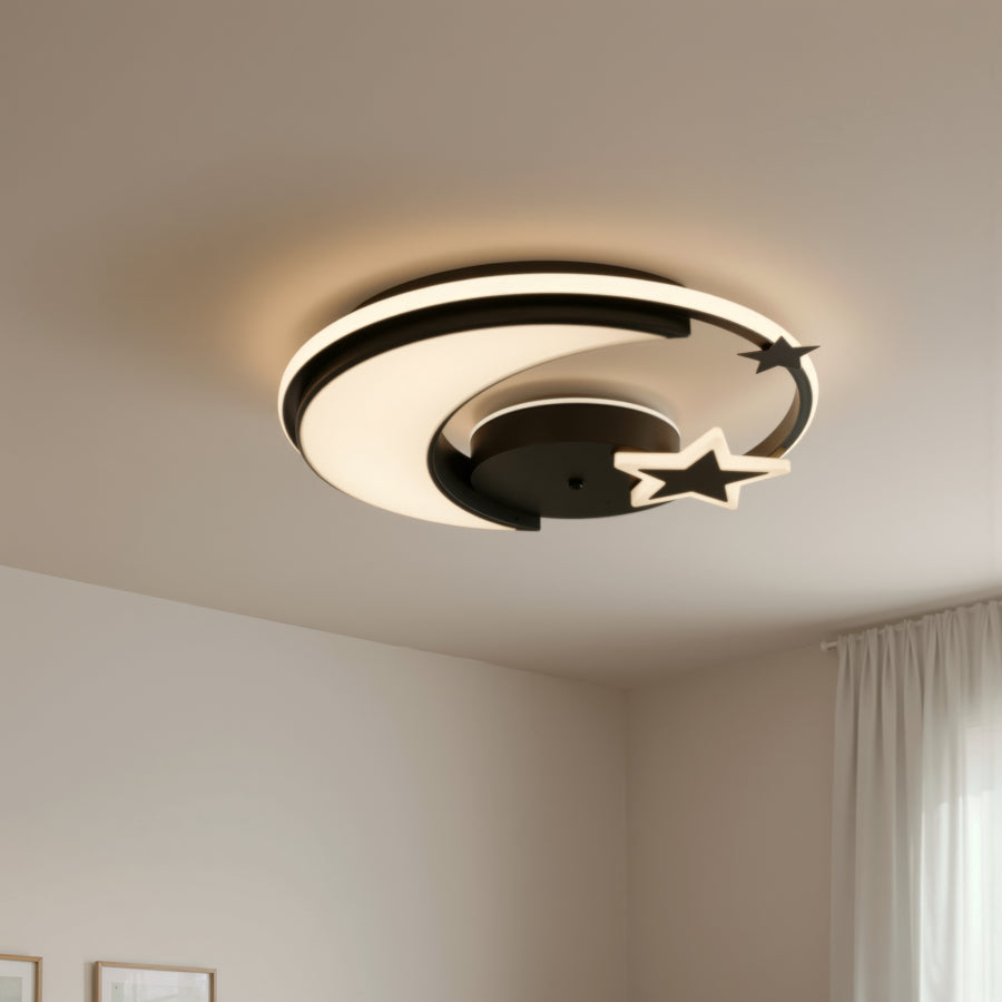 LED csillár távirányítóval ALYONA 44W, Hold és csillag, hűvös/meleg/semleges fény, sötétíthető, fekete LED csillárok távirányítóval Alapértelmezett cím Alessandro Design