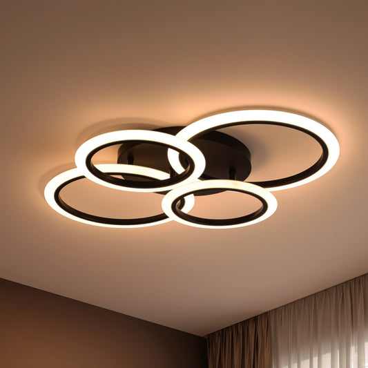 LED csillár távirányítóval BETTY 43W, 4 kör, hideg/meleg/semleges fény, szabályozható, fekete LED csillárok távirányítóval Alapértelmezett cím Alessandro Design