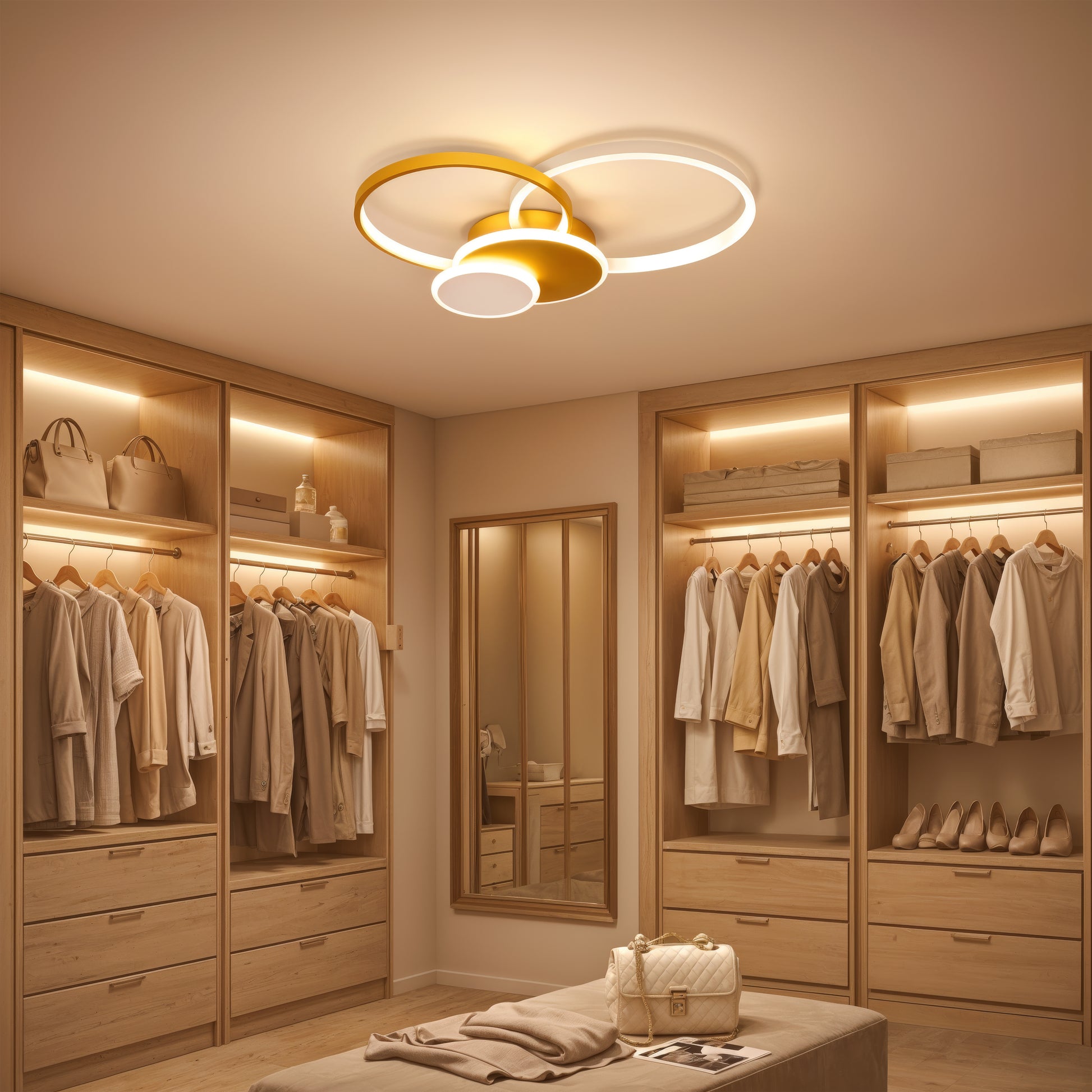 LED csillár távirányítóval KILLIAN 80W, 4 kör, hideg/meleg/semleges fény, szabályozható, arany LED-es csillárok távirányítóval Alapértelmezett cím Alessandro Design