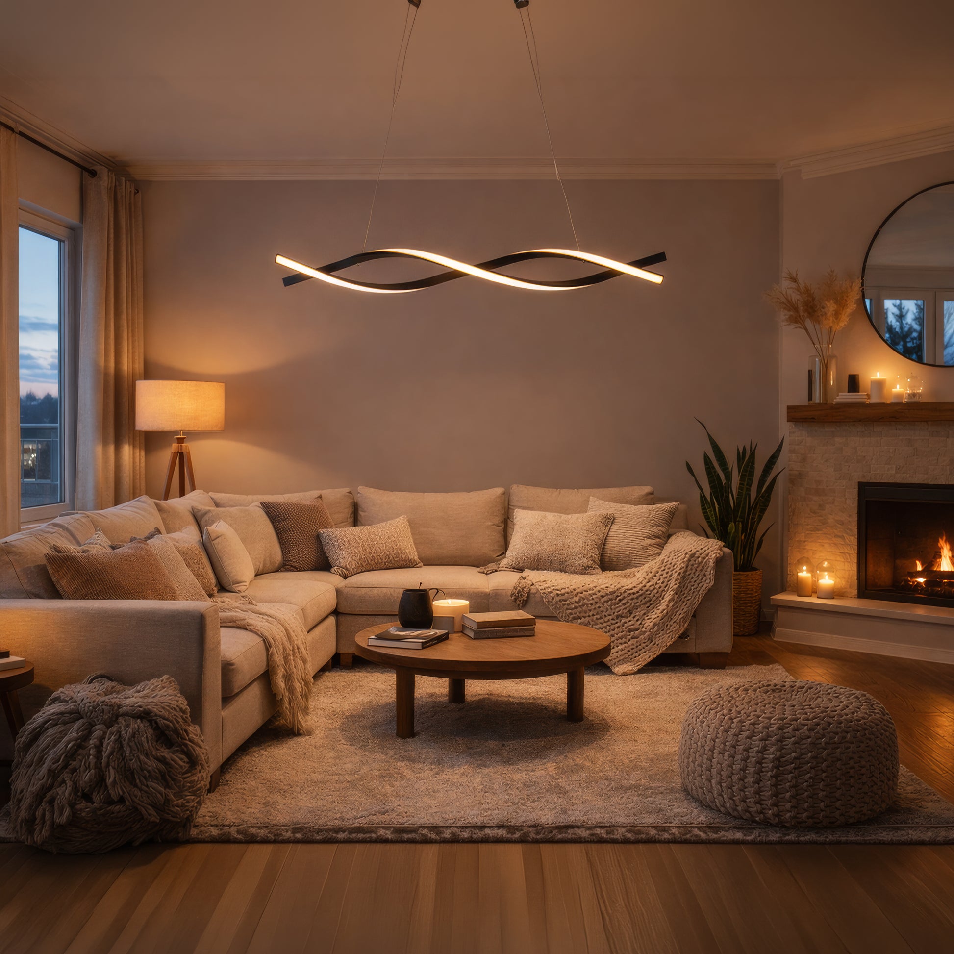 Függesztett LED-csillár távirányítóval, FLUX, 27 W, 116 cm, hideg/meleg/semleges fény 3000K/4000K/6000K, szabályozható, fekete, állítható magasságú, fém és szilikon modern csillárok alapértelmezett cím Alessandro Design