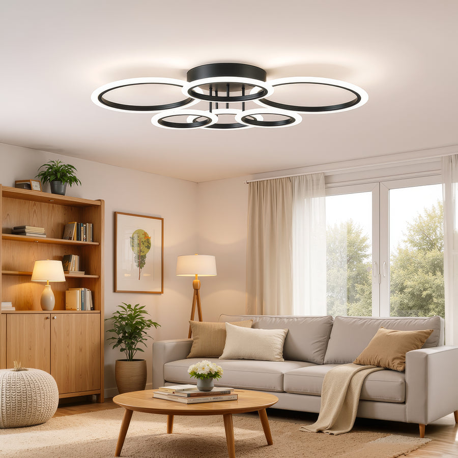 LED csillár távirányítóval BETTY 82W, 6 kör, hideg/meleg/semleges fény, szabályozható, fekete LED csillárok távirányítóval Alapértelmezett cím Alessandro Design