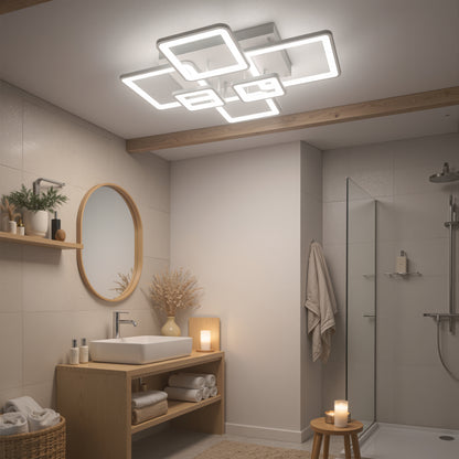 LED-es csillár távirányítóval ELLA 119W, 6 négyzet, hideg/meleg/semleges fény, szabályozható, fehér LED-es csillár távirányítóval Alapértelmezett cím Alessandro Design
