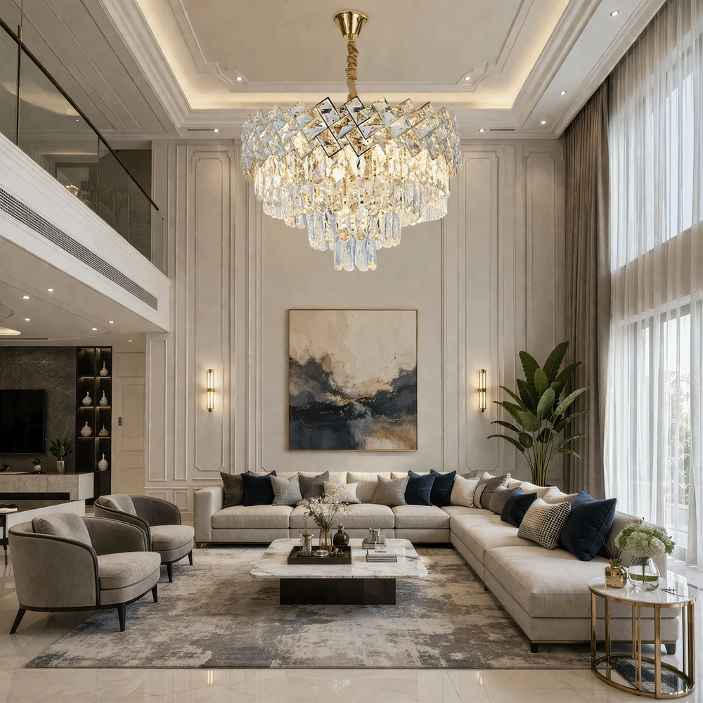 WINDSOR Elegance kristálycsillár 8x E14, átmérő 39 cm, fényes arany, állítható magasságú, fém és kristály kristálycsillárok alapértelmezett cím Alessandro Design