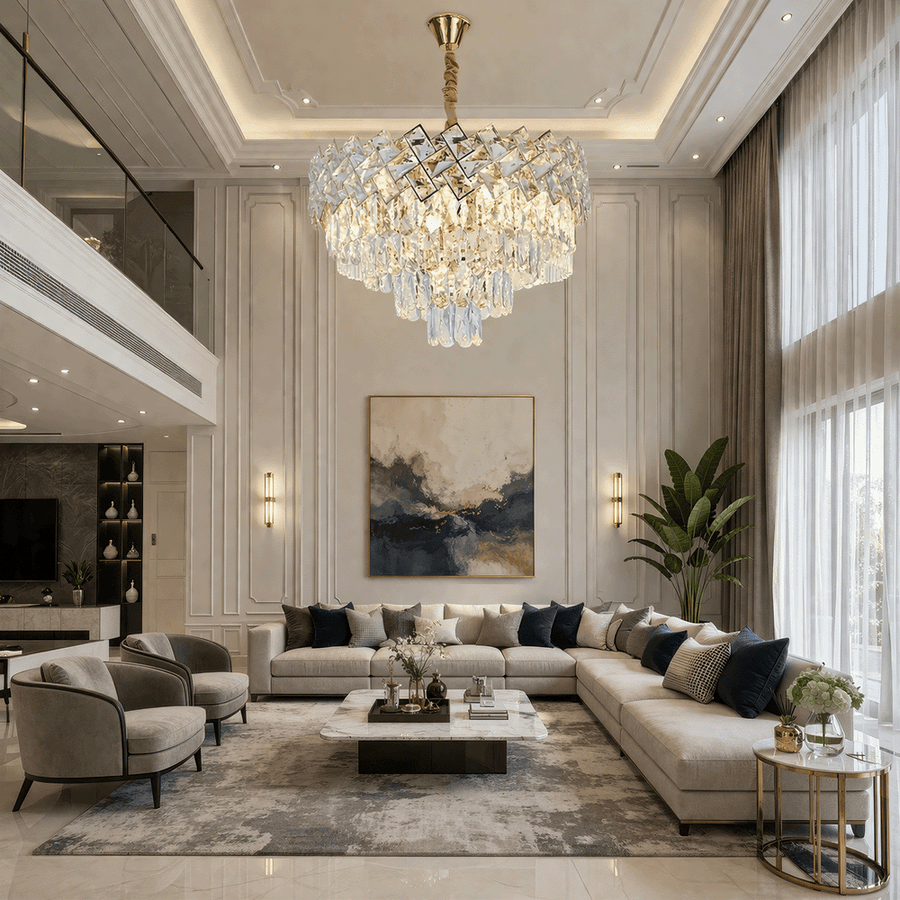 WINDSOR Elegance kristálycsillár 8x E14, átmérő 39 cm, fényes arany, állítható magasságú, fém és kristály kristálycsillárok alapértelmezett cím Alessandro Design