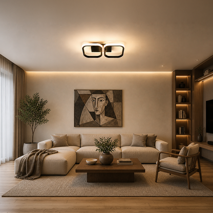 LED csillár VERTEX 21W, 2 négyzet, lineáris, hideg/meleg/semleges fény, fekete LED csillárok alapértelmezett cím Alessandro Design