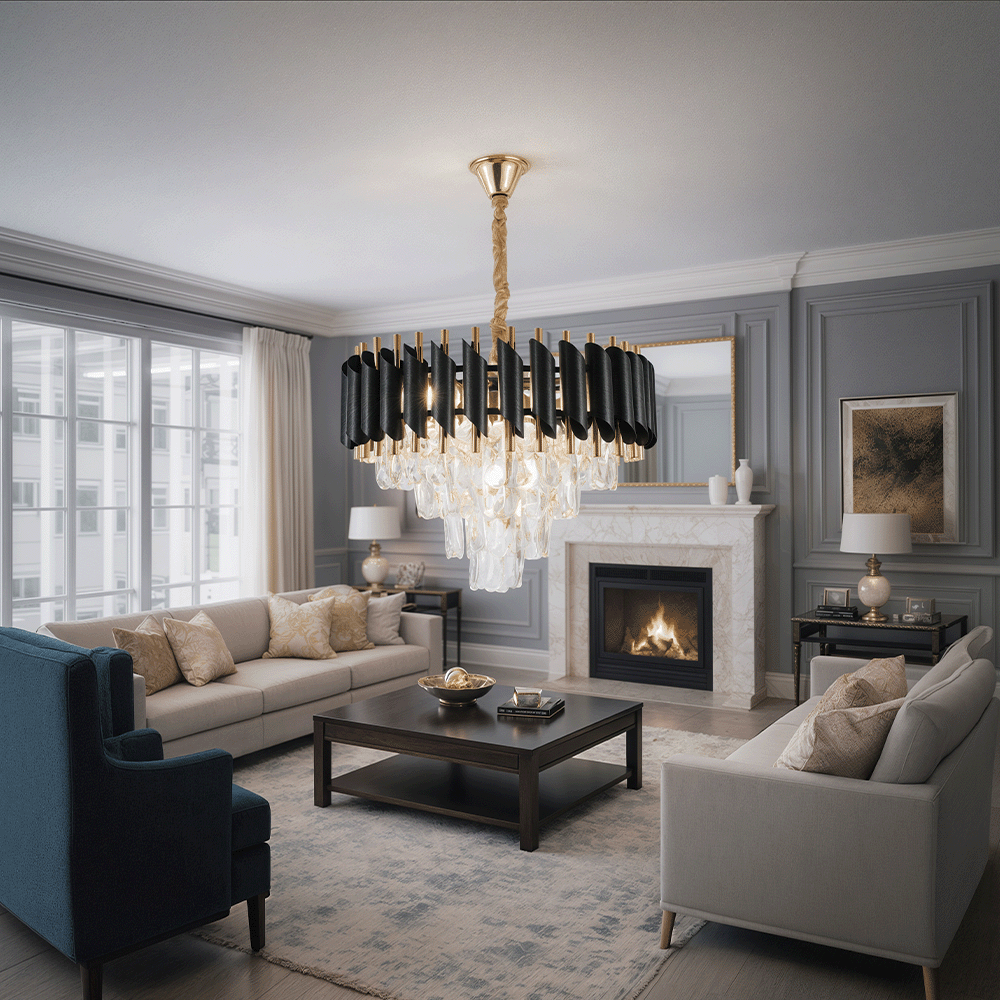 Kristály csillár VERSAILLES Nobile 5xE14, átmérő 40 cm, fényes arany és fekete kristálycsillárok alapértelmezett cím Alessandro Design