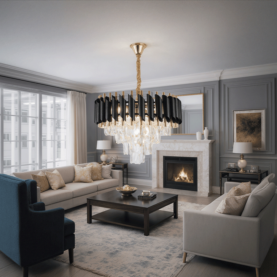 Kristály csillár VERSAILLES Nobile 5xE14, átmérő 40 cm, fényes arany és fekete kristálycsillárok alapértelmezett cím Alessandro Design
