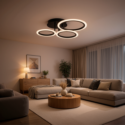 LED csillár távirányítóval BETTY 40W, 3 kör, hideg/meleg/semleges fény, szabályozható, fekete LED csillárok távirányítóval Alapértelmezett cím Alessandro Design