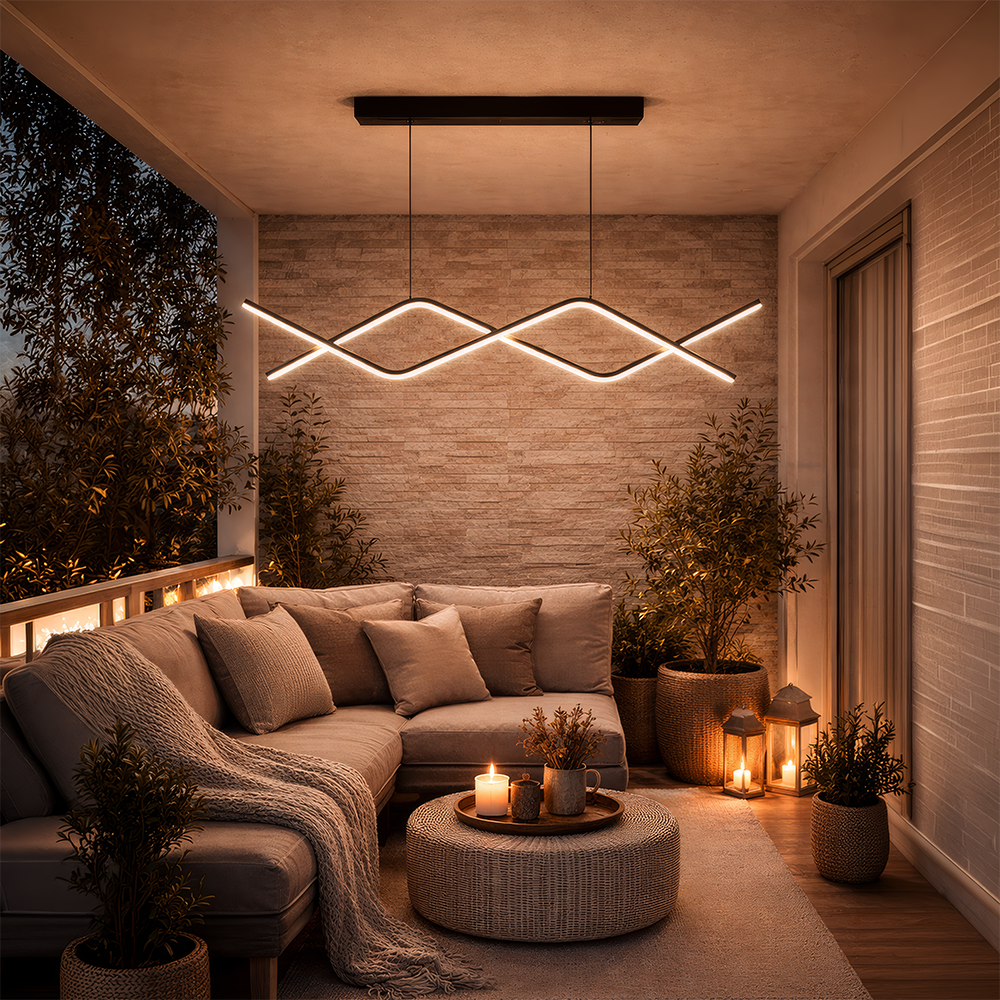 Függesztett LED-es csillár távirányítóval ZIGZAG 27W, hideg/meleg/semleges fény, szabályozható, fekete, állítható magasságú LED-csillárok távirányítóval Alapértelmezett cím Alessandro Design
