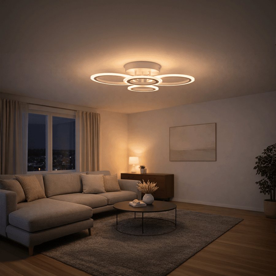 LED-es csillár távirányítóval BETTY 43W, 4 kör, hideg/meleg/semleges fény, szabályozható, fehér LED-es csillár távirányítóval Alapértelmezett cím Alessandro Design