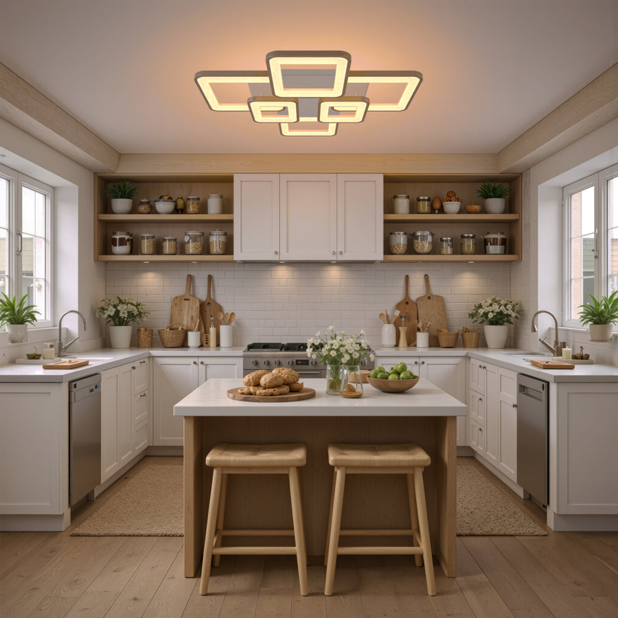 LED-es csillár távirányítóval ELLA 119W, 6 négyzet, hideg/meleg/semleges fény, szabályozható, fehér LED-es csillár távirányítóval Alapértelmezett cím Alessandro Design