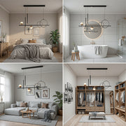 Függesztett LED-csillár távirányítóval DAMARA 44W, hideg/meleg/semleges fény, szabályozható, fekete, állítható magasságú LED-csillárok távirányítóval Alapértelmezett cím Alessandro Design