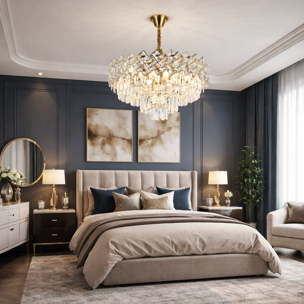 WINDSOR Elegance kristálycsillár 8x E14, átmérő 39 cm, fényes arany, állítható magasságú, fém és kristály kristálycsillárok alapértelmezett cím Alessandro Design