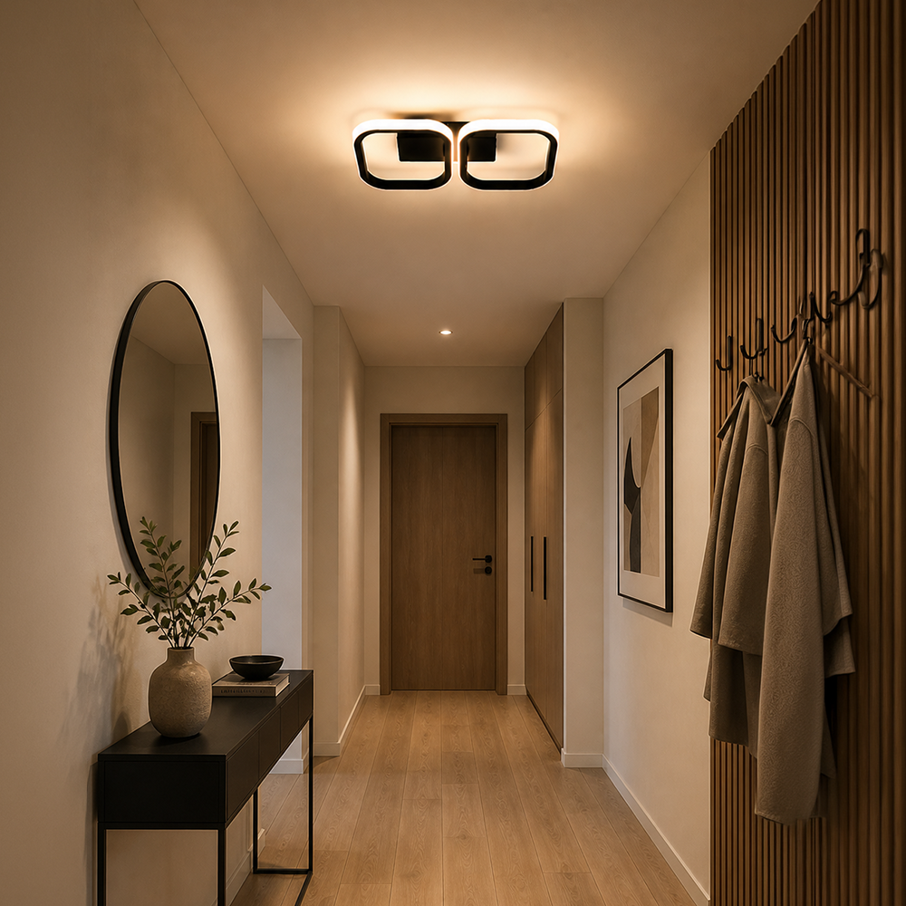 LED csillár VERTEX 21W, 2 négyzet, lineáris, hideg/meleg/semleges fény, fekete LED csillárok alapértelmezett cím Alessandro Design