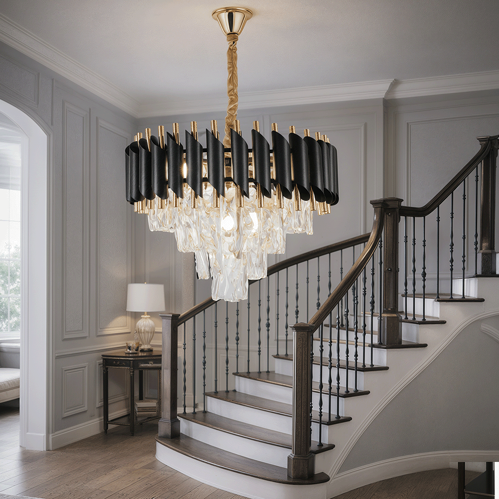 Kristály csillár VERSAILLES Nobile 5xE14, átmérő 40 cm, fényes arany és fekete kristálycsillárok alapértelmezett cím Alessandro Design