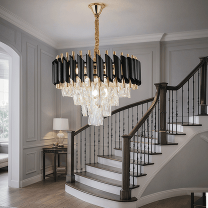 Kristály csillár VERSAILLES Nobile 5xE14, átmérő 40 cm, fényes arany és fekete kristálycsillárok alapértelmezett cím Alessandro Design