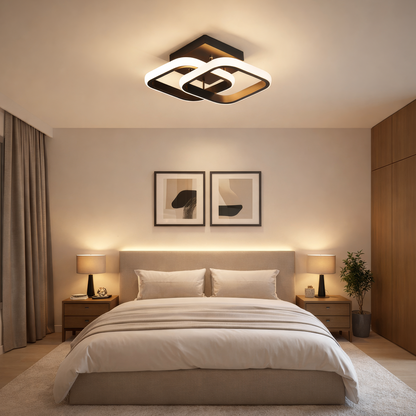 LED csillár VERTEX mátrix átfedő gyémántok, fém keretek, 24 W, 2 gyémánt, hideg/meleg/semleges fény 3000K/4000K/6000K, fekete, fém és szilikon LED-csillár alapértelmezett cím Alessandro Design