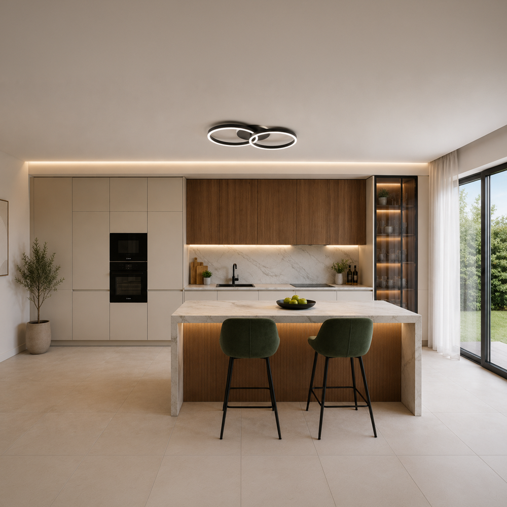 LED csillár távirányítóval RIGA LILITH 34W, 2 kör, hideg/meleg/semleges fény, szabályozható, fekete LED csillárok távirányítóval Alapértelmezett cím Alessandro Design