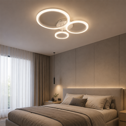 LED csillár távirányítóval BETTY 40 W, 3 kör, hideg/meleg/semleges fény, szabályozható, fehér, fém és akril LED csillárok távirányítóval Alapértelmezett cím Alessandro Design