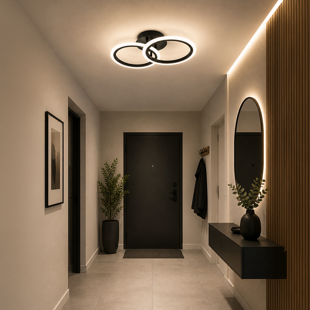 LED csillár távirányítóval BETTY 27W, 2 kör, hideg/meleg/semleges fény, szabályozható, fekete LED csillárok távirányítóval Alapértelmezett cím Alessandro Design