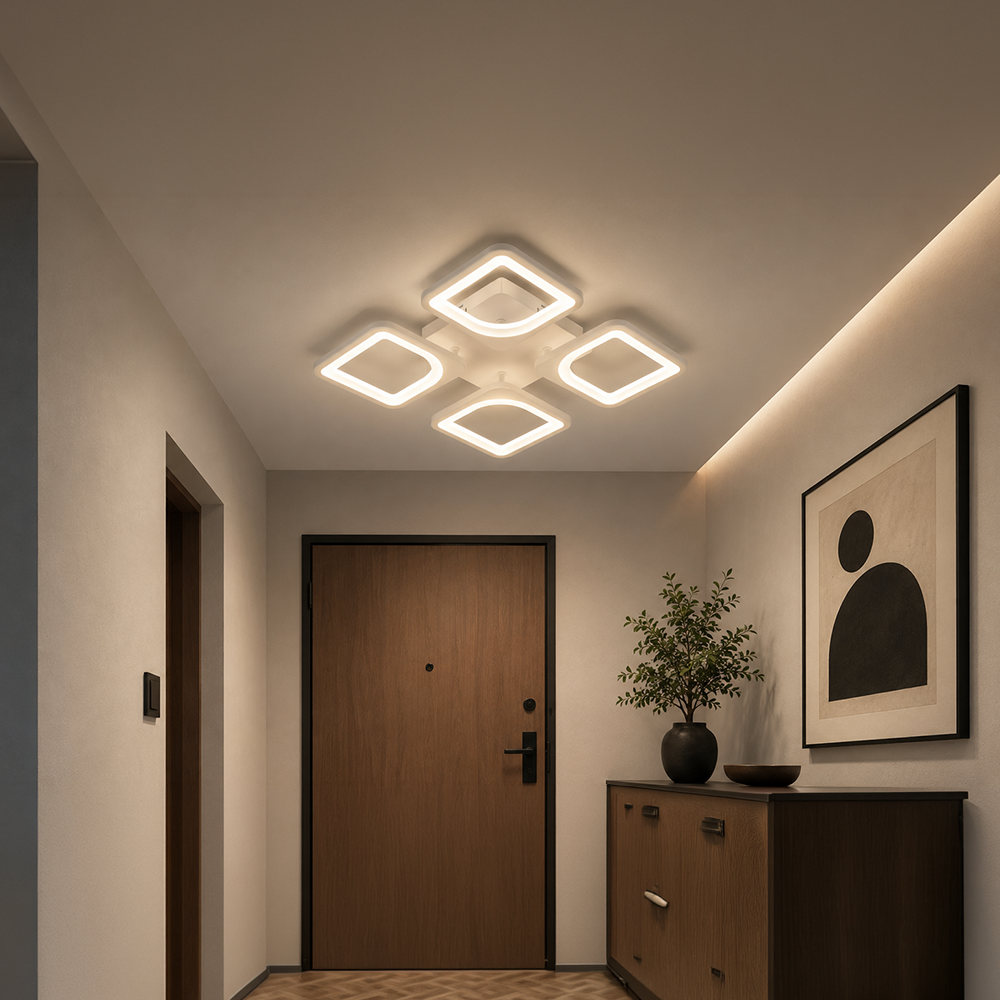 LED csillár távirányítóval ZOE 53W, 4 négyzet, hideg/meleg/semleges fény, szabályozható, fehér LED-es csillár távirányítóval Alapértelmezett cím Alessandro Design